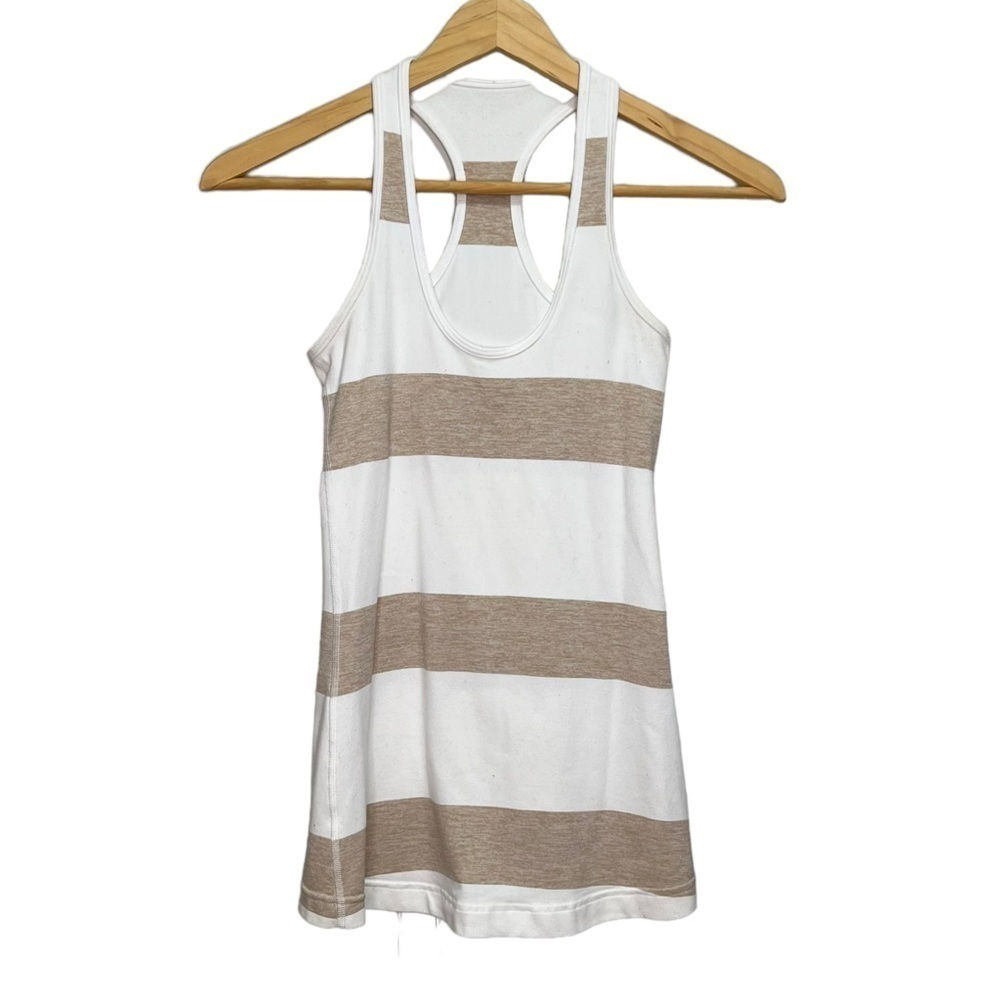 Lululemon Cool Racerback Tan & White Size 2 - Picture 3 of 8